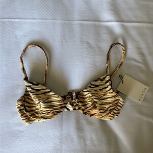 acacia swimwear Tiger-Print Underwire Bikini Top in Yellow and Tan